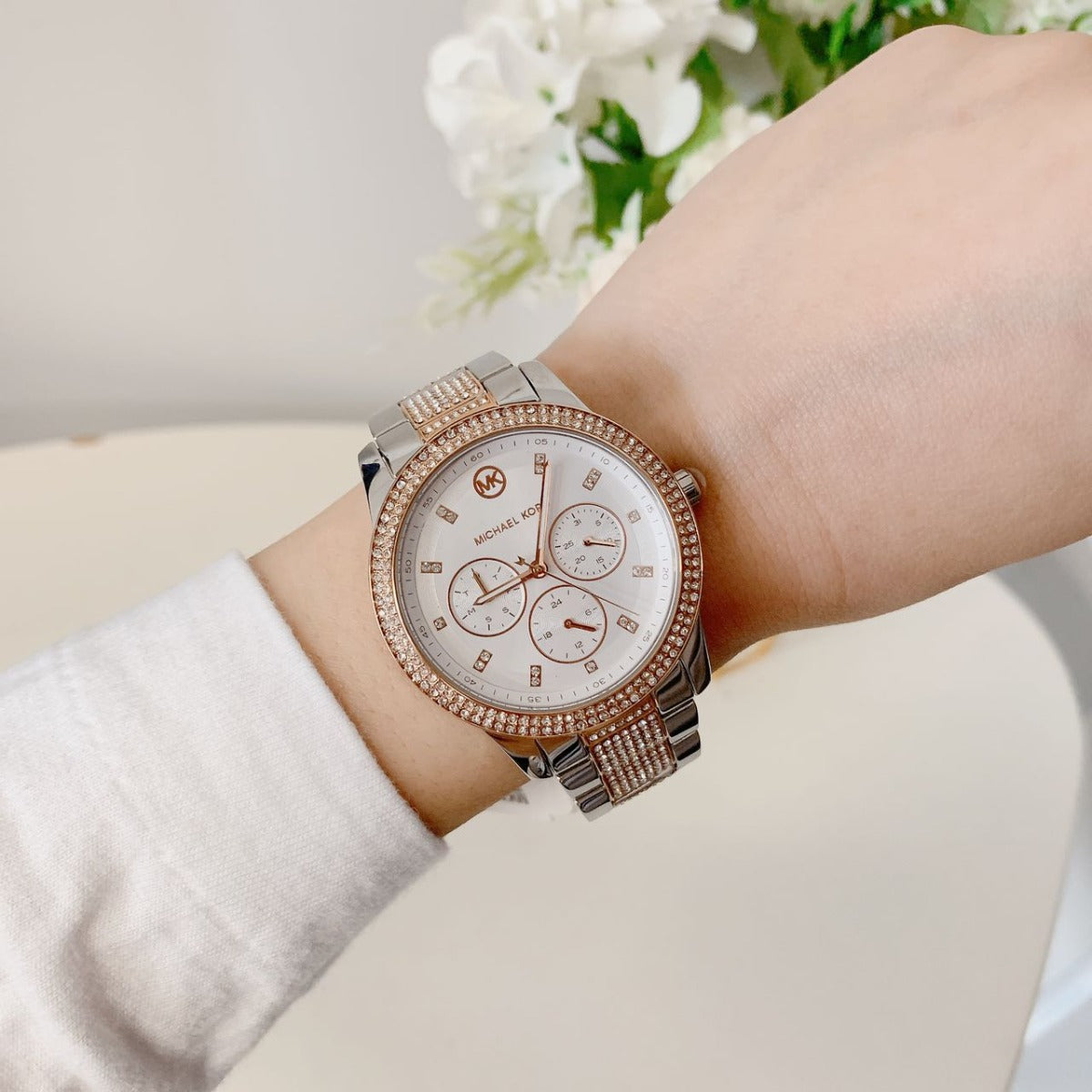 Michael Kors MK6827 Tibby Multifunction Two-Tone Stainless Steel Watch Michael Kors MK6827 Tibby Multifunction Two-Tone Stainless Steel Watch